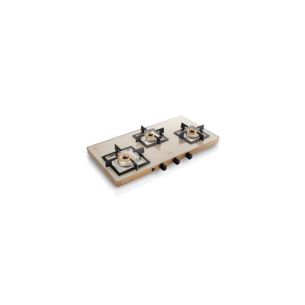3 Burner Ultra Slim Apricot Glass Gas Stove with High Flame Forged Brass Burner - Manual 1035 US - GLEN