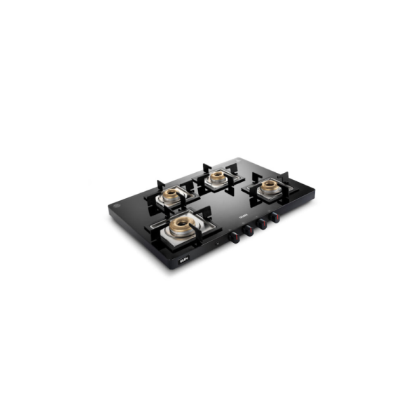4 Burner Ultra Slim Glass Gas Stove 1 High Flame 3 Forged Brass Burner - Auto Ignition 1047 US BL - GLEN