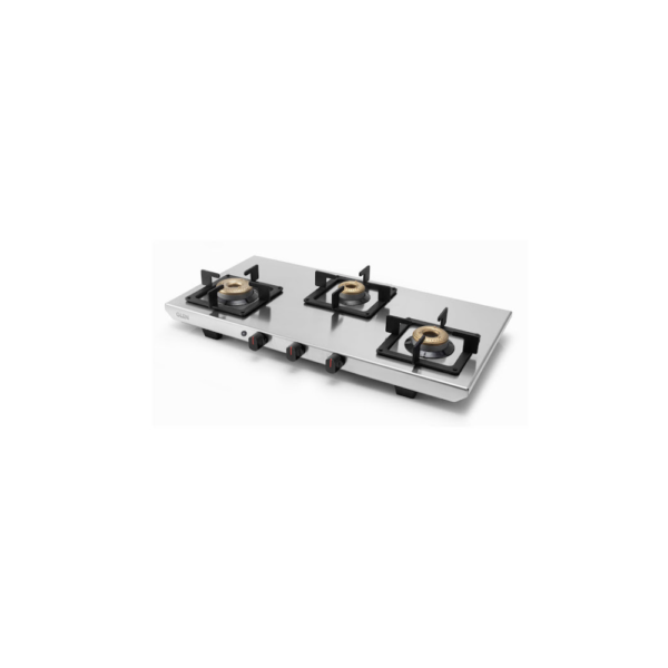 3 Burner Ultra Tuff Stainless Steel Gas Stove with Forged Brass Burner - Auto Ignition 1053 UT SS 77 - GLEN