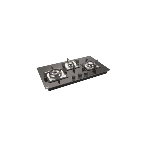 3 Burner Stainless Steel Hob Top Mini Triple Ring, Double Ring Forged Brass Burners Auto Ignition BH1073SQHTSSDBMT70 - GLEN