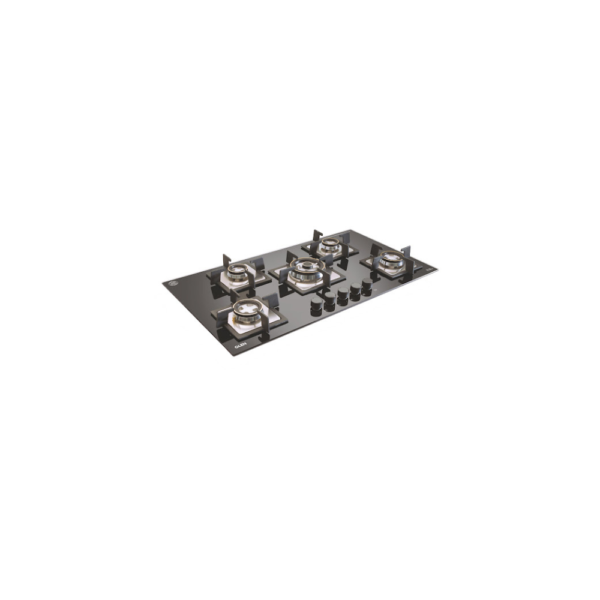 5 Burner Built-in Glass Gas Hob Triple Ring Burner Double Ring Forged Brass Burner Auto Ignition 1095 SQDBTR - GLEN