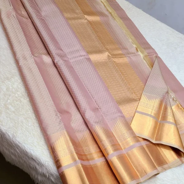 Kanchipuram 100% Pure Handwoven 1G Emboss Body Pattern Trendy Border Silk Sarees-CHS1GEBS00007
