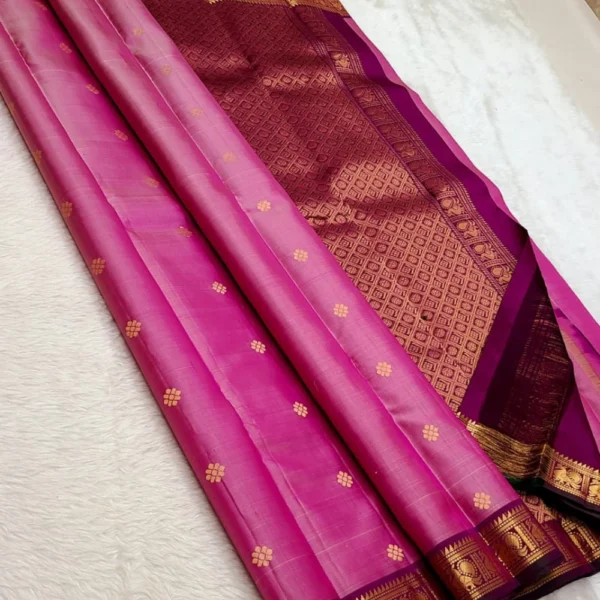 Handwoven 1G All Over Butta Small Border Silk Sarees - CSH1GBSBS00003