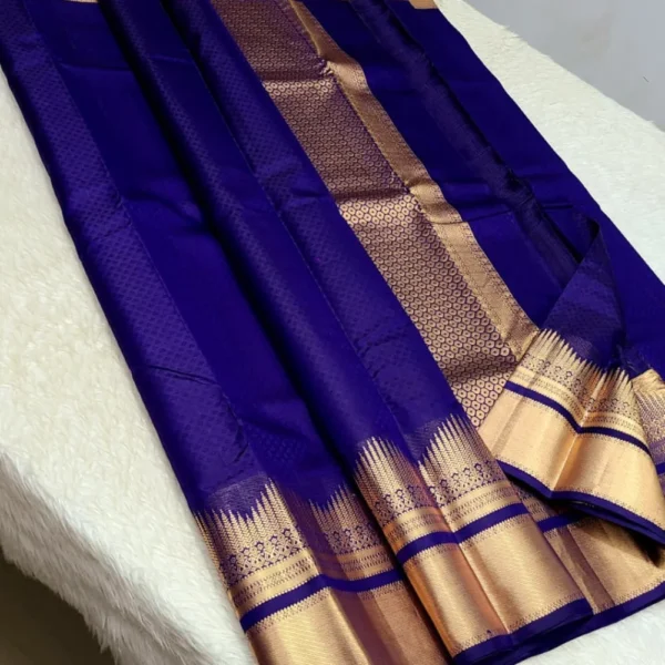 Kanchipuram 100% Pure Handwoven 1G Emboss Body Pattern Trendy Border Silk Sarees-CHS1GEBS00020