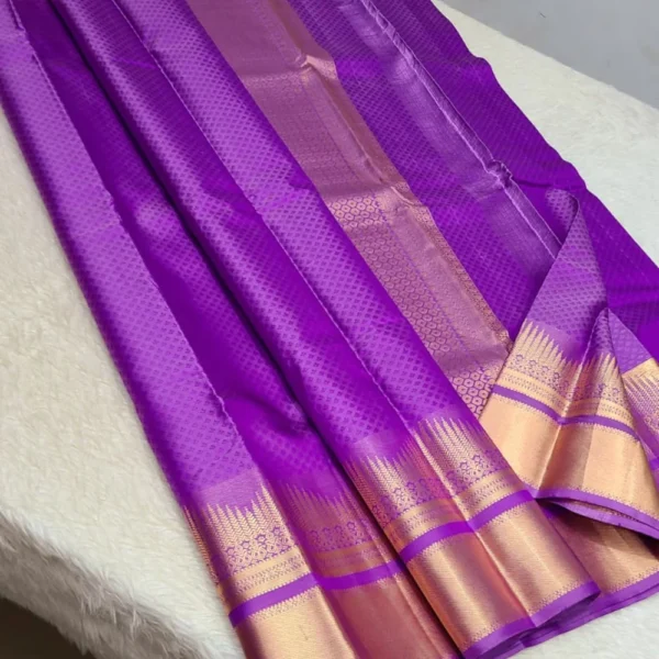 Kanchipuram 100% Pure Handwoven 1G Emboss Body Pattern Trendy Border Silk Sarees-CHS1GEBS00021