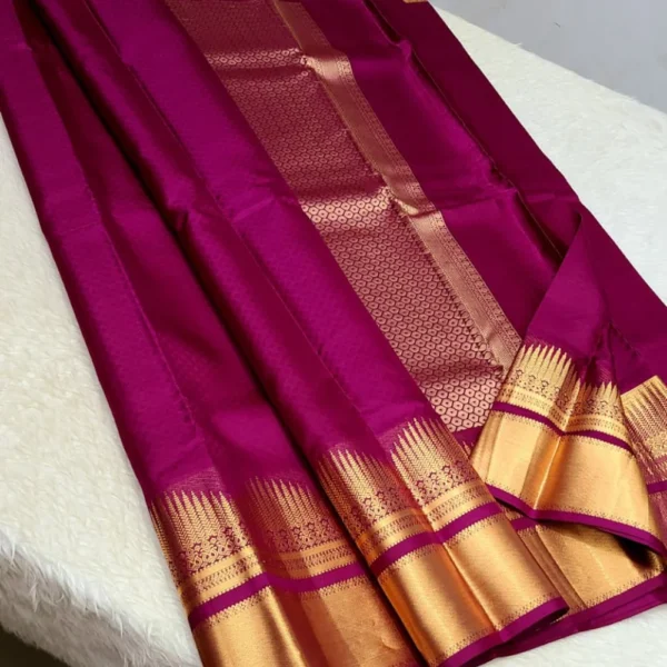 Kanchipuram 100% Pure Handwoven 1G Emboss Body Pattern Trendy Border Silk Sarees-CHS1GEBS00022