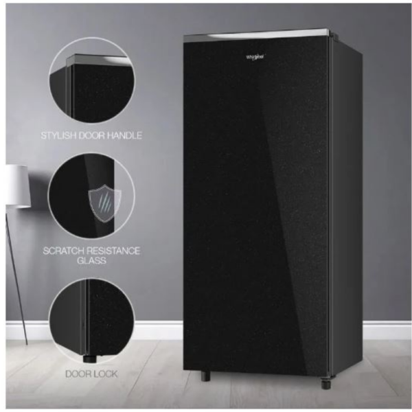 REFRIGERATOR WHIRLPOOL 192L 5 STAR DIRECT COOL SINGLE DOOR, 215 IMPRO GD PRM CRYSTAL BLACK73313