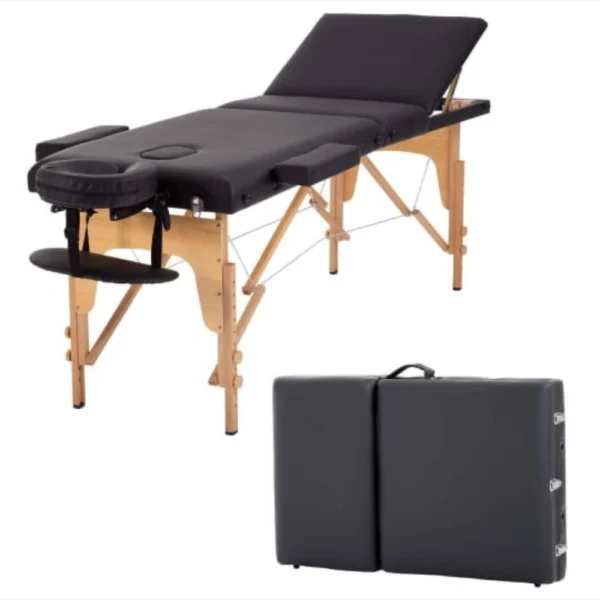 PORTABLE 3-FOLD WOODEN MASSAGE TABLE;HEIGHT ADJUSTABLE WITH CONVENINET CARR - OCEANIC HEALTHCARE