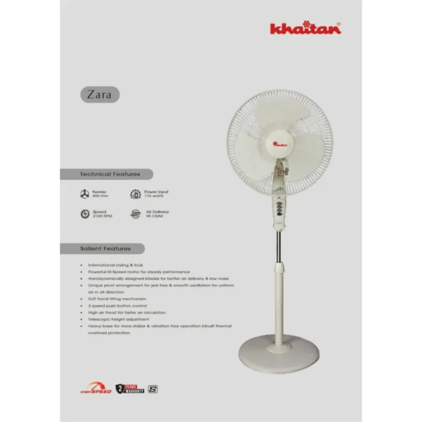 KHAITAN PEDESTAL FAN ZARA HI-SPEED