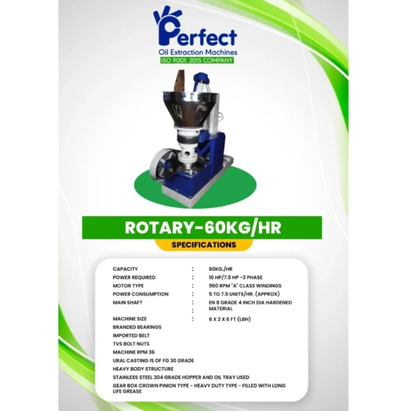 PREMIUM SS 304-ROTARY -OIL EXTRACTING MACHINE -60KG/HR-20KGS/BATCH-CAPACITY - PERFECT ENGINEERINGS