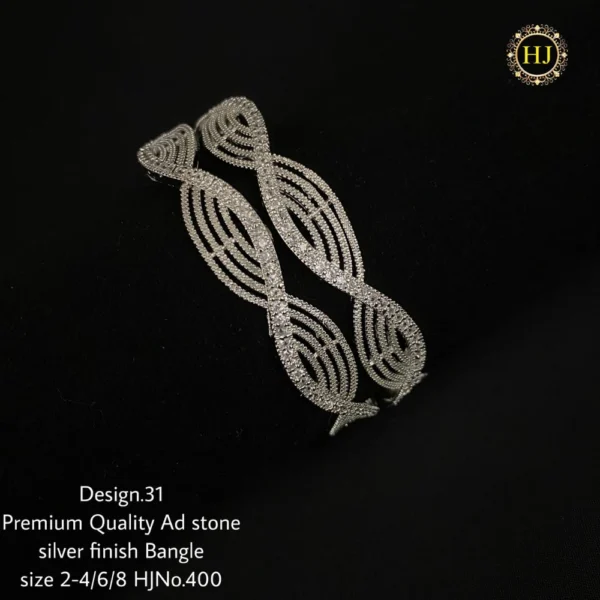 Premium AD Stone Silver Finish - HIRAL JEWELLERY