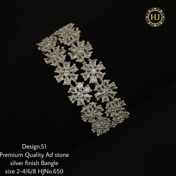 Premium AD Stone Silver Finish - HIRAL JEWELLERY