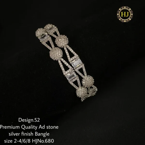 Premium AD Stone Silver Finish - HIRAL JEWELLERY