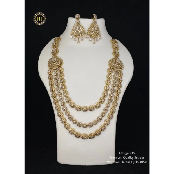 PREMIUM QUALITY 3 STRAPS VICTORIAN HARAM -  HIRAL JEWELLERY