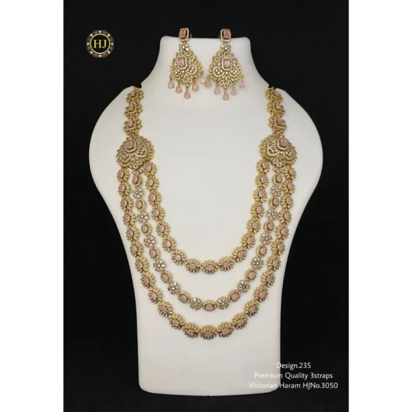 PREMIUM QUALITY 3 STRAPS VICTORIAN HARAM -  HIRAL JEWELLERY