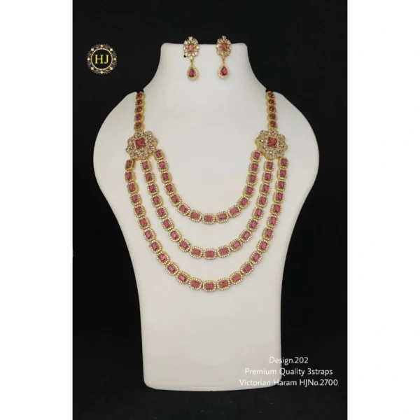 PREMIUM QUALITY 3 STRAPS VICTORIAN HARAM -  HIRAL JEWELLERY