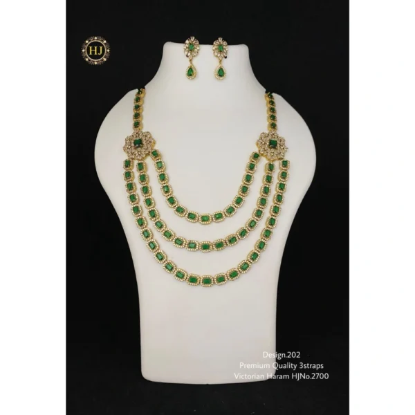 PREMIUM QUALITY 3 STRAPS VICTORIAN HARAM -  HIRAL JEWELLERY