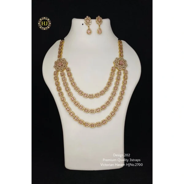 PREMIUM QUALITY 3 STRAPS VICTORIAN HARAM -  HIRAL JEWELLERY