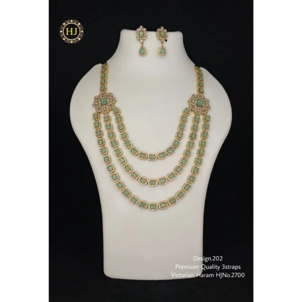 PREMIUM QUALITY 3 STRAPS VICTORIAN HARAM -  HIRAL JEWELLERY
