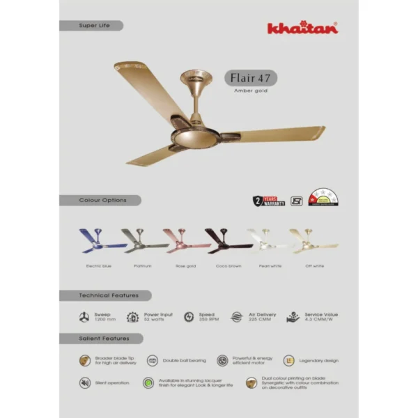 KHAITAN CELLING FAN FLAIR-47 1 STAR (METALIC)