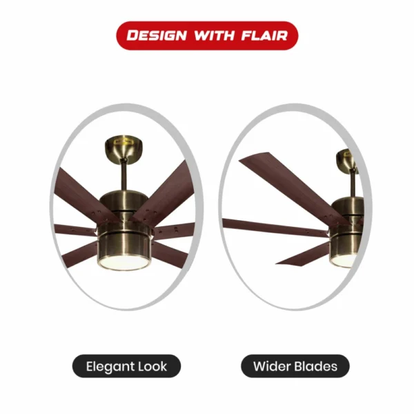 Khaitan Opulence - 1200mm BLDC Ceiling Fan with Remote | 3 Star Rated | Under Light, Decorative & Long-lasting | Energy Saving | 2-Years Warranty | Pack of 1