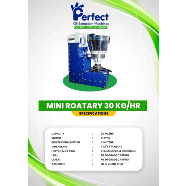 PREMIUM SS 304-ROTARY MINI MILD STEEL OIL EXTRACTION MACHINE 30KG/HR-10KG/BATCH - CAPACITY - PERFECT ENGINEERINGS